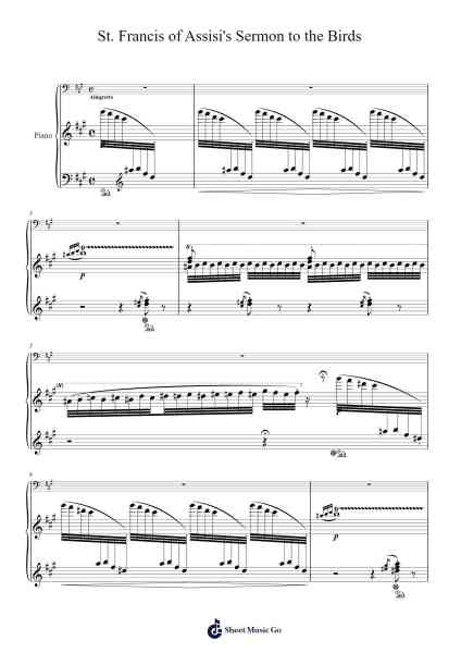 Two Legends, S. 175: No. 1, St. Francis of Assisi's Sermon to the Birds Sheet Music by Franz Liszt-Arr.Yuledawn