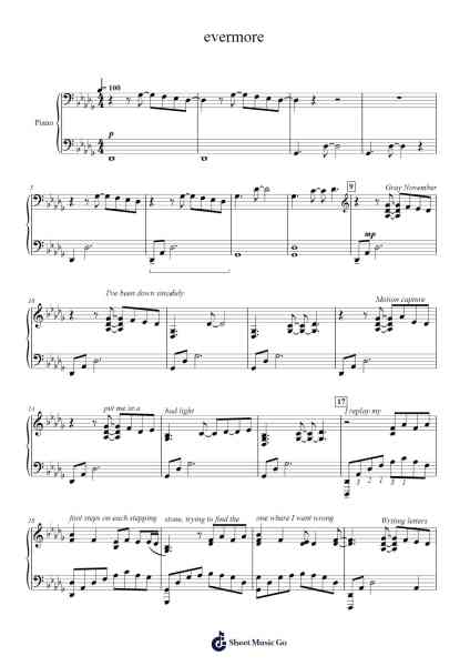 evermore Sheet Music by Taylor Swift-Arr.Francesyves
