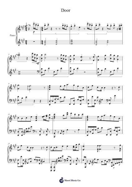 Door Sheet Music by ヒゲドライバー-Arr.Sukeats Midpaul
