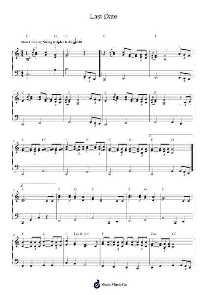 Last Date Musica per pianoforte di Floyd Cramer - Arr.Paggai Noelsay