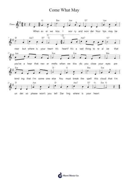 Come What May Sheet Music by David Baerwald-Arr.Eipsgold Maudman