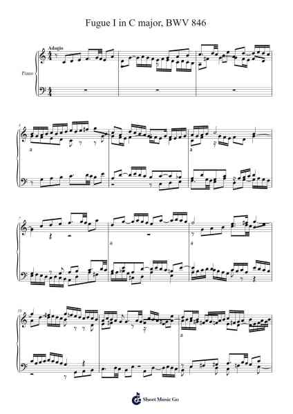 Fugue in C Major, BWV 846 - The Well-Tempered Clavier, Book I Sheet Music by Thelon Vagust-Arr.Bosphia Wisell
