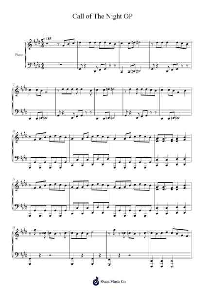 Call of The Night OP TV Size - Daten Sheet Music by Creepy Nuts-Arr.Jobnold