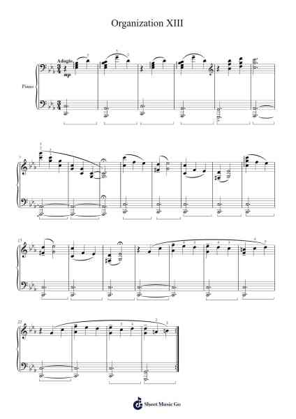 Organization XIII Sheet Music by Yoko Shimomura-Arr.Janron