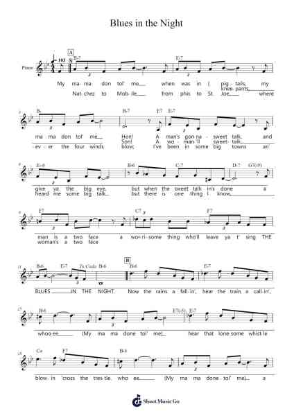 Blues in the Night Sheet Music by Harold Arlen-Arr.Croftslon Maugnings