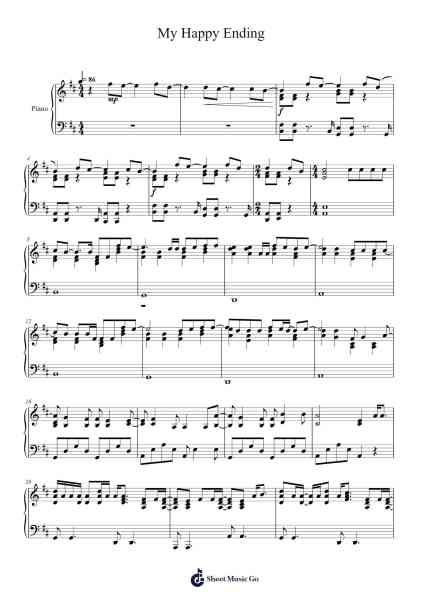 My Happy Ending Sheet Music by Avril Lavigne-Arr.Gorliz