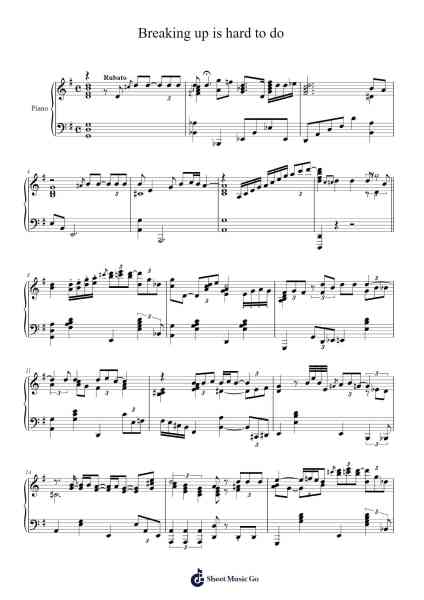 Breaking up is hard to do Sheet Music by Neil Sedaka-Arr.Hosy