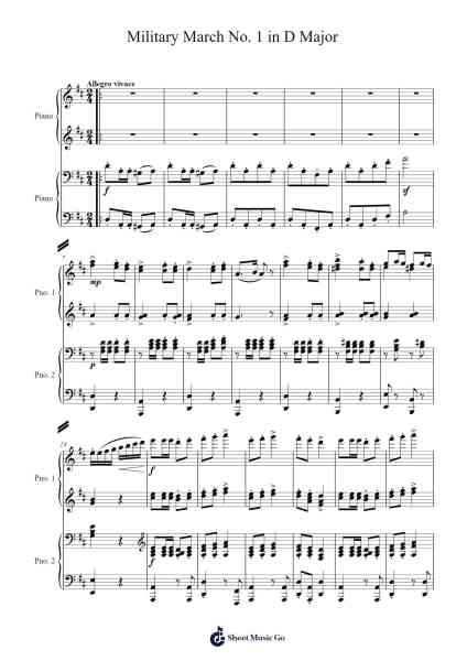 Military March No. 1 in D Major, Op. 51, D. 733 Sheet Music by Franz Schubert-Arr.Leijoan