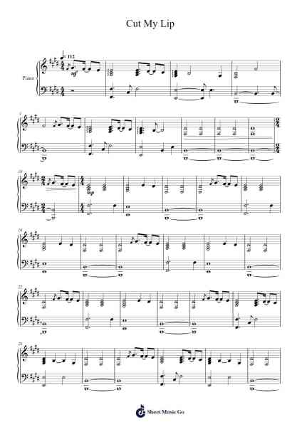Cut My Lip Sheet Music by undefined-Arr.Tabbeth Kentthune