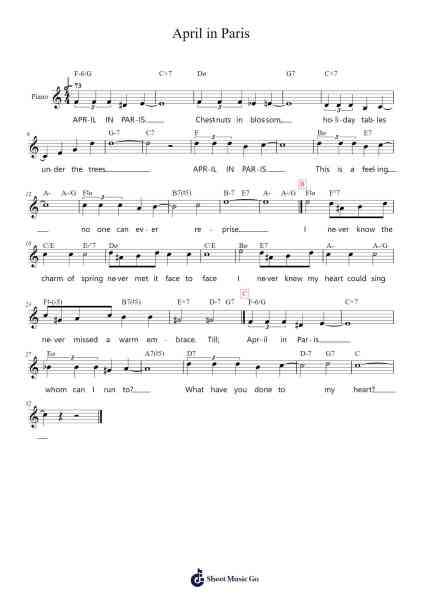 April in Paris Sheet Music by Vernon Duke-Arr.Yeapont Trecob