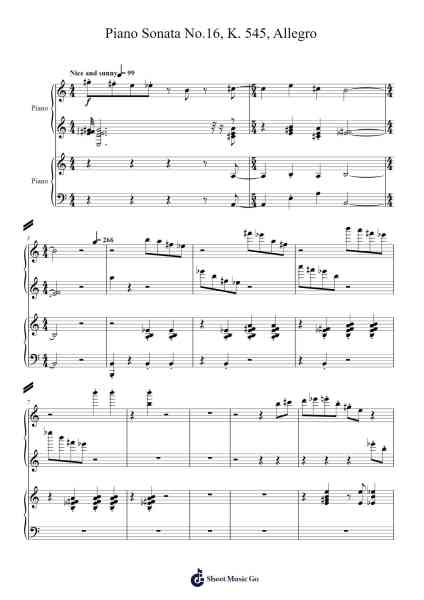 Piano Sonata No. 16 in C Major, K. 545: I. Allegro Sheet Music by Wolfgang Amadeus Mozart-Arr.Sajoy