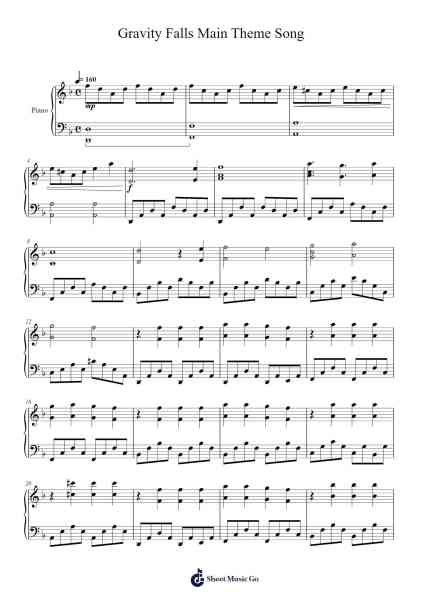 Gravity Falls Main Theme Song Sheet Music by Brad Breeck-Arr.Wildeh Francesgrace