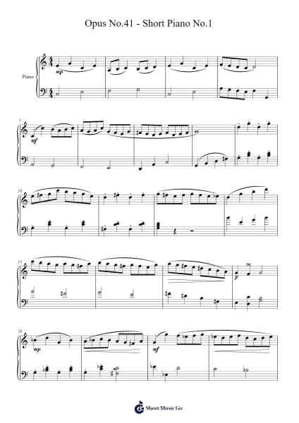 Opus No.41 - Short Piano No.1 Sheet Music by Gregpe Malkin-Arr.Brobrian Needve
