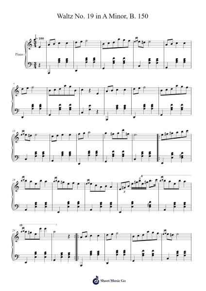 Waltz No. 19 in A Minor, B. 150 Sheet Music by Frédéric Chopin-Arr.Sainsthea Flind