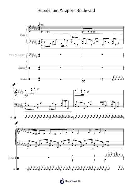 Bubblegum Wrapper Boulevard Sheet Music by Haleale Quildy-Arr.Hunfrances Dunnfay