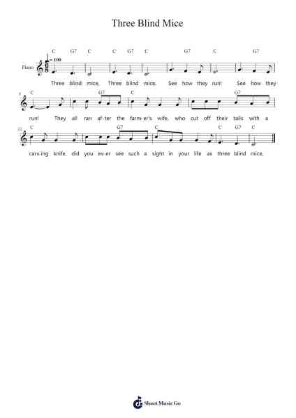 Three Blind Mice Sheet Music by Misc Children-Arr.Hawhe