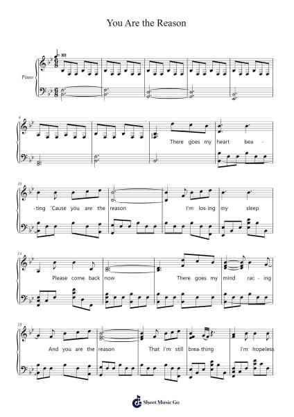 You Are the Reason Sheet Music by undefined-Arr.Brookecher Nicksie