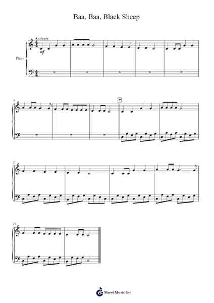 Baa, Baa, Black Sheep 樂譜由 Misc Traditional - 編曲 Genewat Duttret