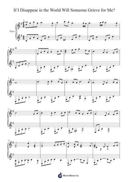 If I Disappear in the World Will Someone Grieve for Me? Sheet Music by Paolo Sereno-Arr.Boycegold