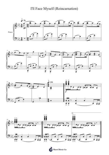 I'll Face Myself (Reincarnation) Sheet Music by Shoji Meguro-Arr.Rodve Wardann