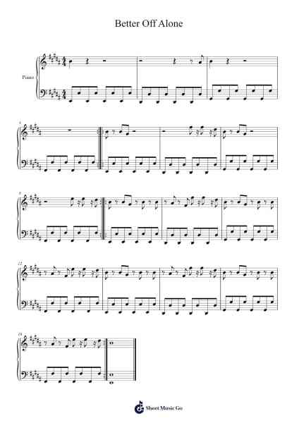 Better Off Alone Sheet Music by Alice DJ-Arr.Zoethune