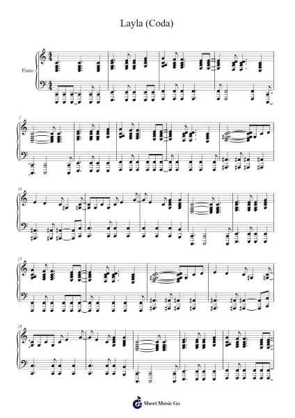 Layla (Coda) Sheet Music by Eric Clapton-Arr.Twainryl