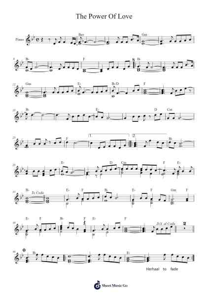The Power Of Love Sheet Music by Huey Lewis & The News-Arr.Hartecam Thodoreboyle