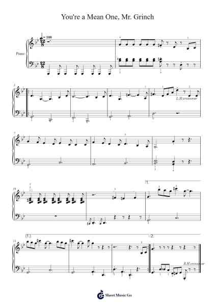 You're a Mean One, Mr. Grinch Sheet Music by Albert Hague-Arr.Alkerr Wolfclife