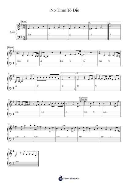 No Time To Die Sheet Music by Billie Eilish-Arr.Gwensen