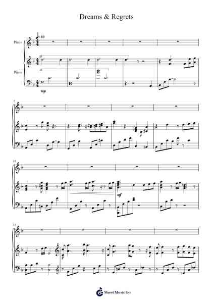 Dreams & Regrets Sheet Music by Go Shiina-Arr.Thomfrank Springper