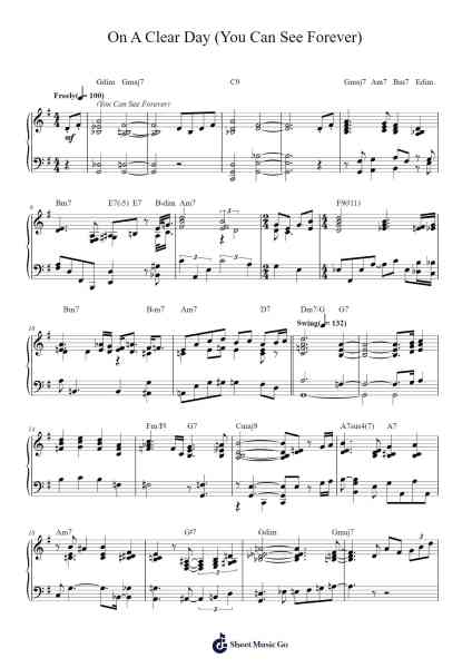 On A Clear Day (You Can See Forever) Sheet Music by Bill Evans-Arr.Jersoon