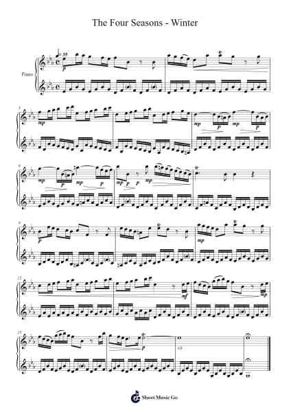 The Four Seasons - Winter in F Minor, RV. 297: I. Allegro non molto Sheet Music by Antonio Vivaldi-Arr.Gosnix