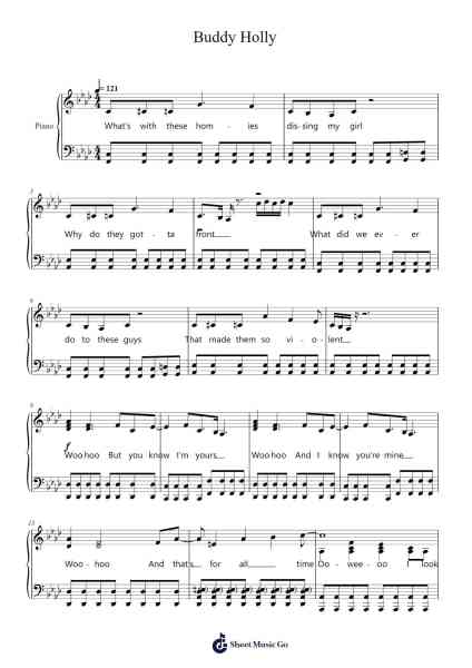 Buddy Holly Sheet Music by Weezer-Arr.Geornic Hicksjoe