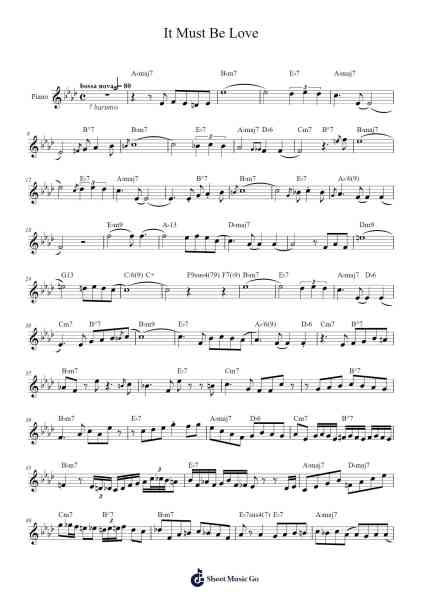 It Must Be Love Sheet Music by Baden Powell-Arr.Tomnee