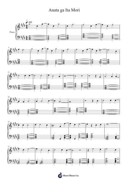 Anata ga Ita Mori Sheet Music by Jyukai-Arr.Warge