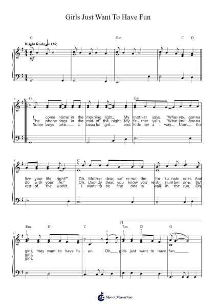 Girls Just Want To Have Fun Sheet Music by Miley Cyrus-Arr.Harruth