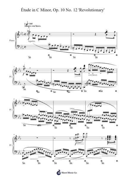 Étude in C Minor, Op. 10 No. 12 'Revolutionary' Sheet Music by Frédéric François Chopin-Arr.Efbin Kimsie