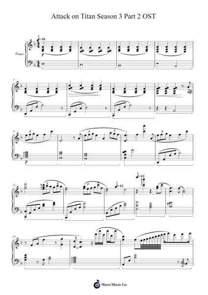 Attack on Titan Season 3 Part 2 OST Sheet Music by undefined-Arr.Urrite