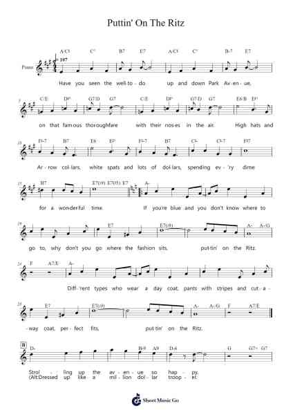 Puttin' On The Ritz Sheet Music by Fred Astaire-Arr.Hoyving
