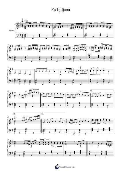 Za Ljiljanu Sheet Music by Toma Zdravković-Arr.Kylejy Burrene