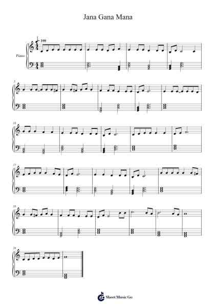 Jana Gana Mana Sheet Music by Rabindranath Tagore-Arr.Beckfey Earlnice