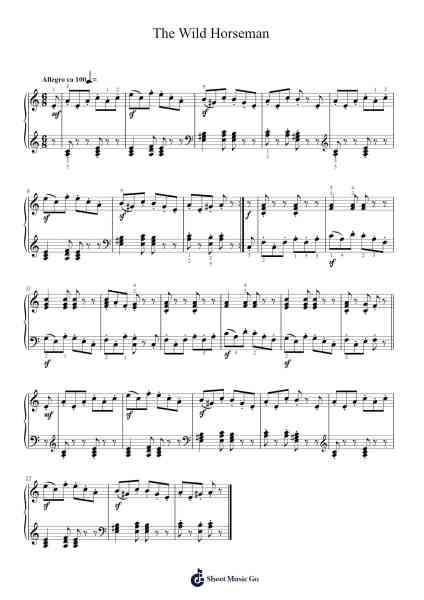 The Wild Horseman, Op. 68, No. 8 Sheet Music by Robert Schumann-Arr.Maltzster Colcott