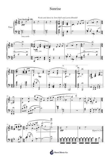 Sunrise Sheet Music by Tom Odell-Arr.Blabott
