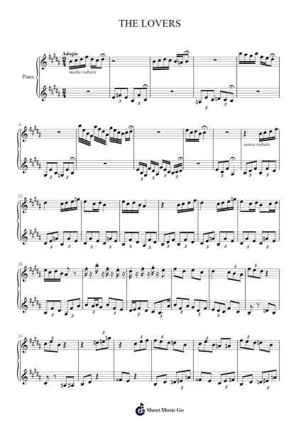 THE LOVERS - Etude for Solo Piano Sheet Music by Fotience-Arr.Reywood