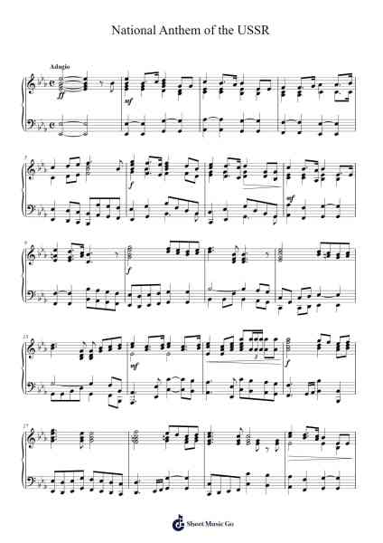 National Anthem of the USSR Sheet Music by Alexander Alexandrov-Arr.Fredcamp Viomia