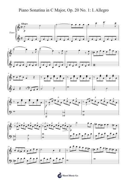 Piano Sonatina in C Major, Op. 20 No. 1: I. Allegro Sheet Music by Friedrich Kuhlau-Arr.Hoodlyle Joyyoung
