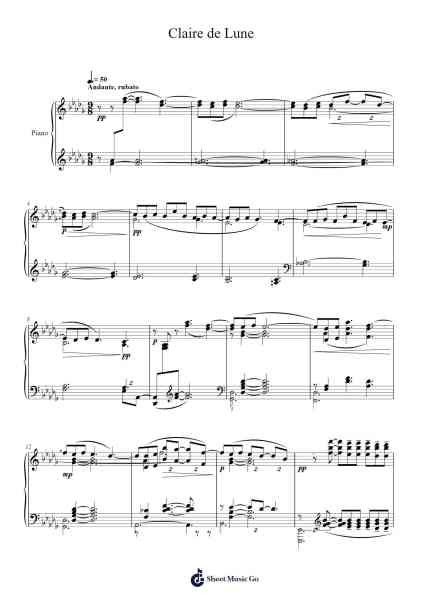 Suite Bergamasque, L. 75: III. Clair de lune Sheet Music by Claude Debussy-Arr.Nanholt Walkchi
