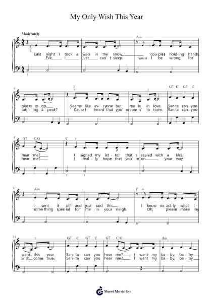 My Only Wish This Year Sheet Music by Britney Spears-Arr.Osnest Araliam