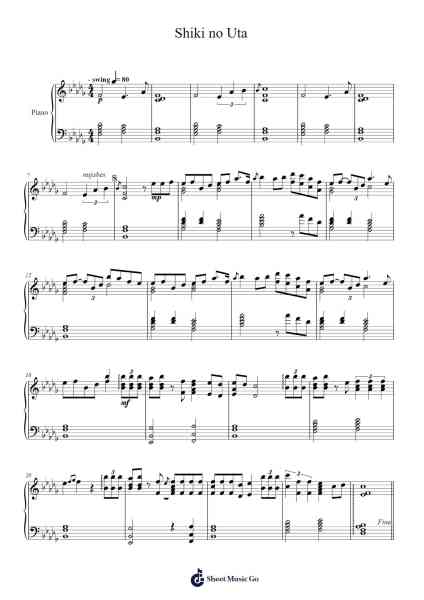 Shiki no Uta Sheet Music by Nujabes-Arr.Arduke Grayyork