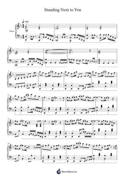 Standing Next to You Sheet Music by Jung Kook-Arr.Hubpir